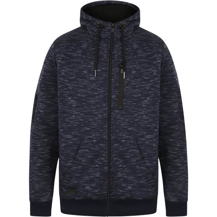 DISSIDENT Sweat Fourré Space Dye Zippé à Capuche Poche Kangouroo et Poche Poitrine Bleu Homme
