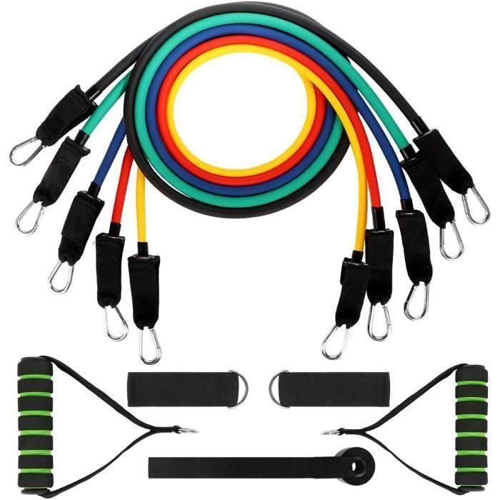 Bande de Résistance Set, Bandes de Fitness Elastiques Kit avec Crochet de Porte et Sangle de Cheville pour l 'entraînement d