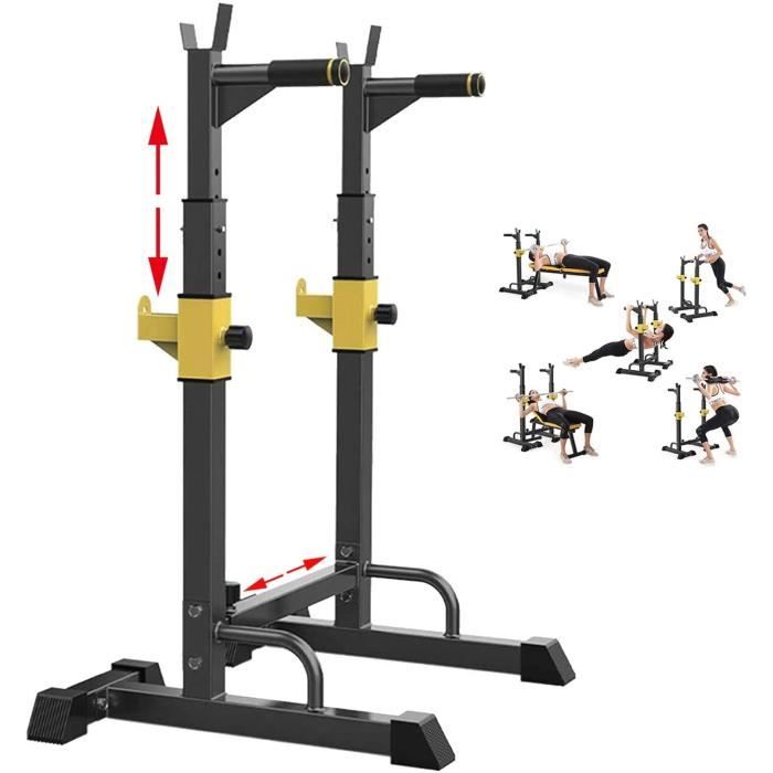 BANC DE MUSCULATION EEUK Rack Squat Musculation Traction, Rack Squat Multifonction,Rack Squat Dips,Hauteur Réglable Rac354