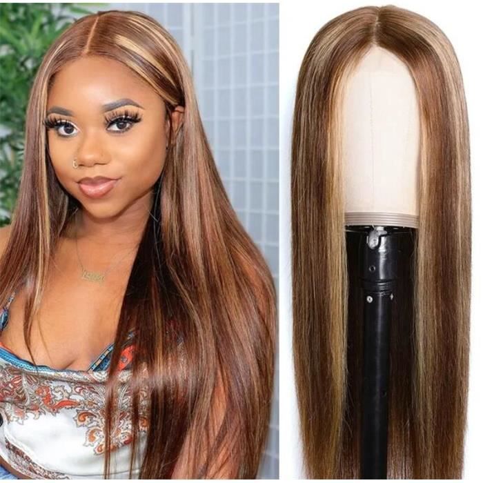 Perruque blonde longue 24 -Lace Wig et droite 412 # 100% densité