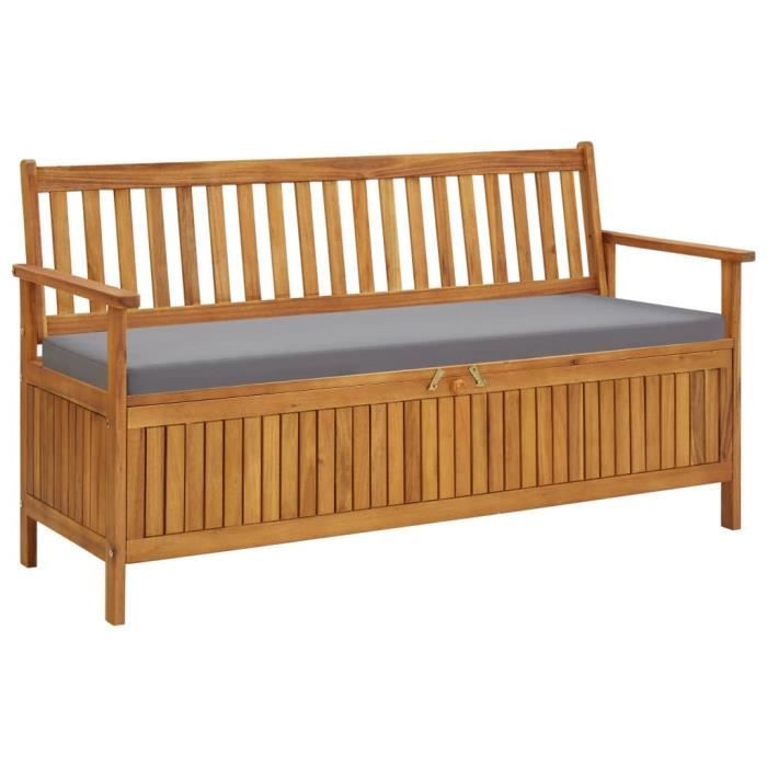 Style Essentiel- Banc avec Espace de Rangement, Banquette de jardin, Siège, Coffre de Rangement, avec coussin 148 cm Bois d'a ®7493®