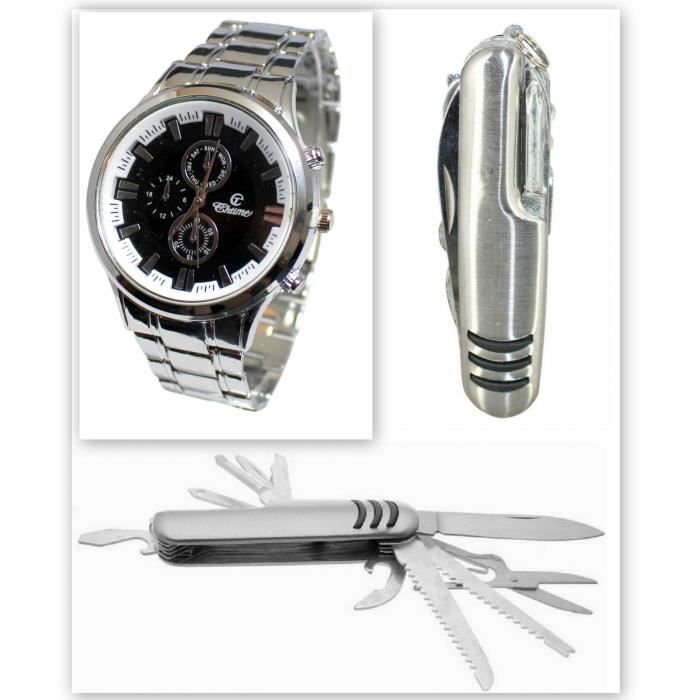 Nouveau coffret cadeau montre homme et couteau suisse , garantie 1 an , retour gratuit