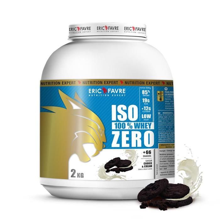 ISO WHEY ZERO 100% Pure Whey Protéine Isolate (Cookies & cream) - Prise de Masse - 2kg - Laboratoire Français Eric Favre