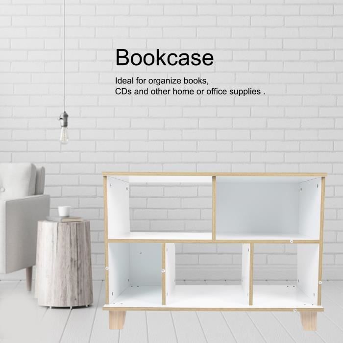 UNE® 2-Tier Bookcase Storage Rack 5-Cube Storage Organizer Cabinet Bookshelf for Home Office Vente Chaude