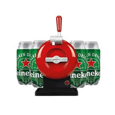 Les5CAVES - Tireuse à bière Starter Krups The SUB Classique Rouge - Compatible avec les Fûts 2L The SUB + 4 fûts Heineken Torp 2L