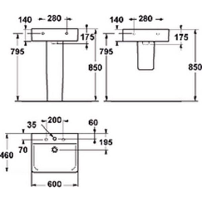 Ideal standard Lavabo CUBE CONNECT Lg : 60cm Céramique Blanc Réf. E714101