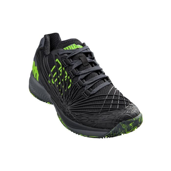 Chaussures WILSON Homme Kaos 2.0 Clay Court Terre Battue Noir / Vert PE 2019