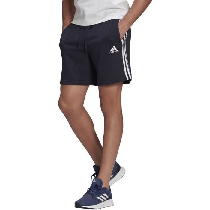 Adidas Short pour Homme Essentials French Terry 3-Stripes Bleu
