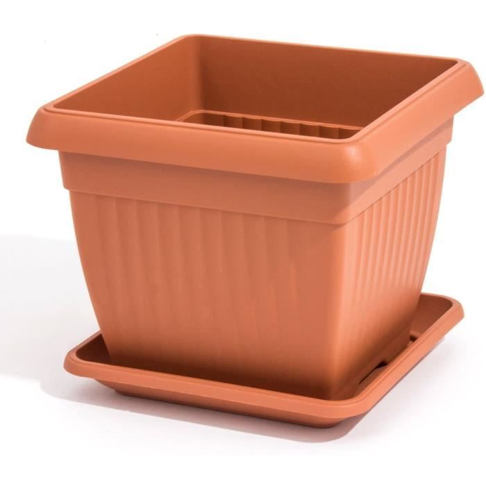 42 Litre Bac à Fleurs Plus Grand Pot de Fleurs + dessous De Braun 45 X 45 CM Ton Optique
