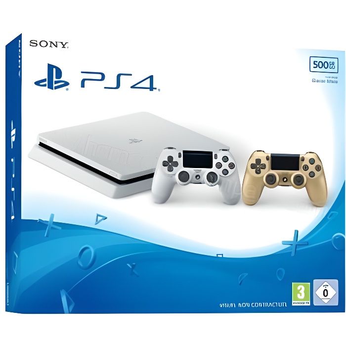 Console PS4 BLANCHE MANETTES OR + BLANCHE
