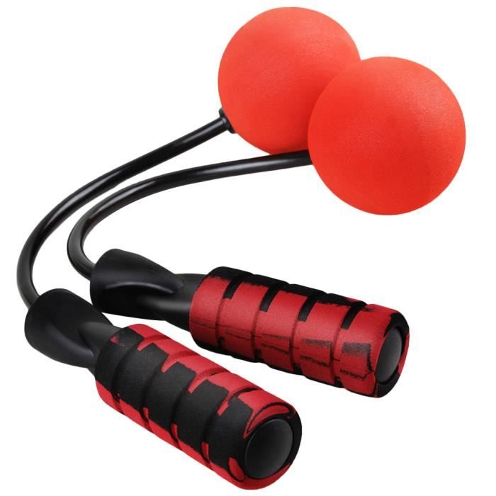 Jump Rope Adjustable Ropeless Cordless Rope Skipping Wireless Indoor Outdoor Fitness Boxing Training Workout for Adult (Red)