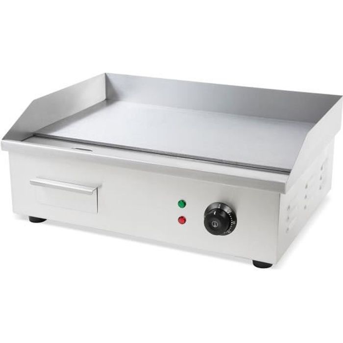Vertes 3000W Plancha électrique professionnelle, lissé (Surface lissé, Température 300 °C, Surface en fonte de 55 x 35 cm)
