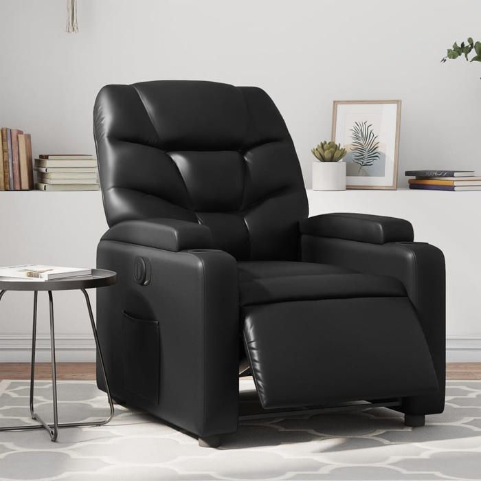 Classique Fauteuil inclinable électrique Noir Similicuir 74x89x100 cm