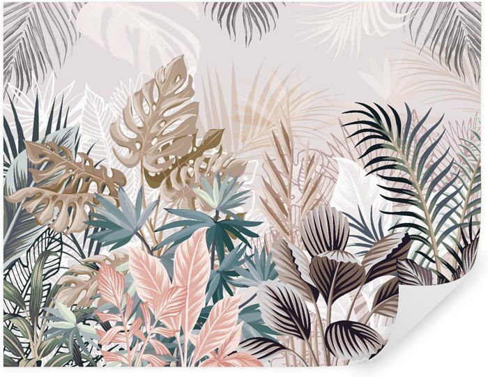 Papier Peint 350x256 cm 3D Jungle Tropiques Palmiers Feuillage Arbres ...