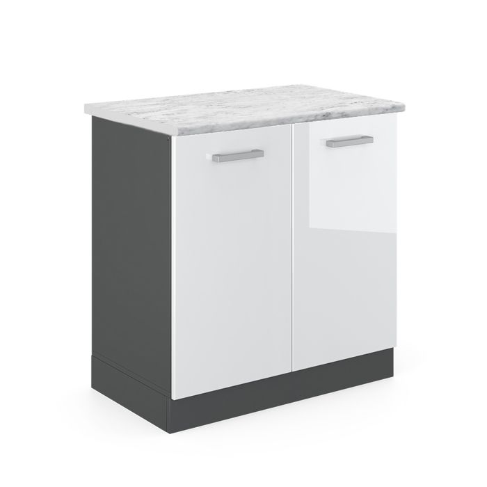 Meuble bas sous-évier R-Line 80cm PT Marbre Blanc Haute brillance/Anthracite Vicco 46065 Meuble bas sous-évier R-Line 80cm PT Marbre Blanc Haute brillance/Anthracite Vicco 46065