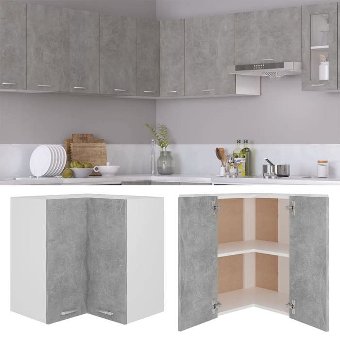 Armoire dangle suspendue Meuble haut cuisine Gris béton Bois d’ingénierie 3410528 FrenchDays