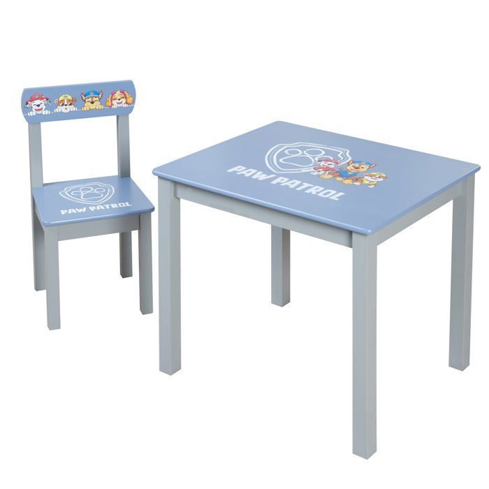 Ensemble Table + 1 Chaise Enfant ROBA PatPatrouille - Motif Chiens Chase Ruben & Marcus - Bleu / Gris Ensemble Table + 1 Chaise Enfant ROBA PatPatrouille - Motif Chiens Chase Ruben & Marcus - Bleu / Gris