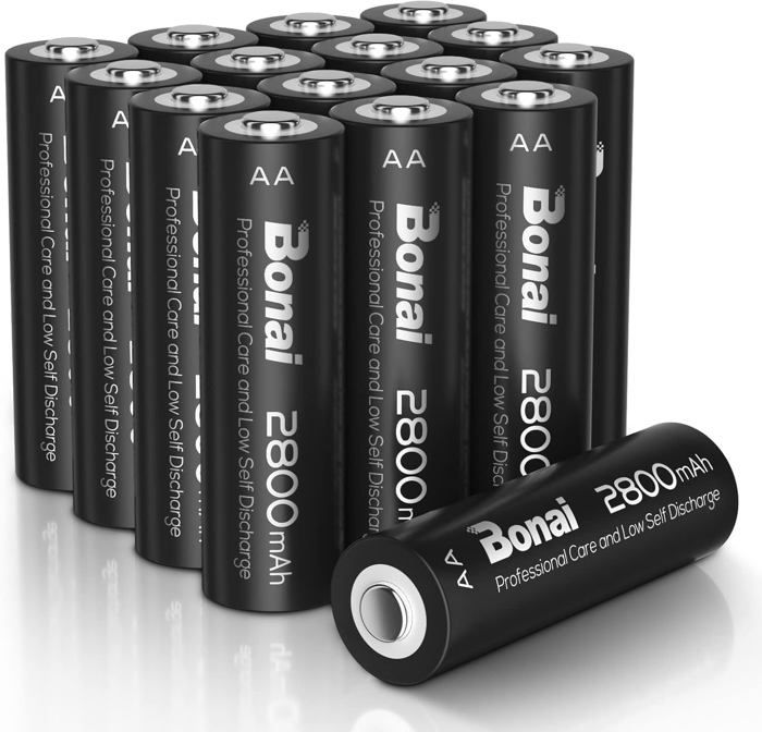 BONAI 16PCS AA Piles Rechargeables, 1,2V 2800mAh Pile HR6 Ni-MH