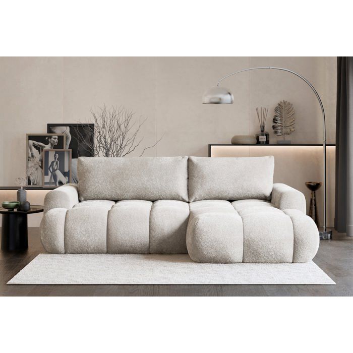 Canapé dangle convertible - OMBO MINI - en peluche grège - côté droit