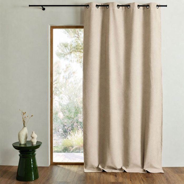 Rideau 100% occultant thermique phonique chiné MIDNIGHT Naturel 160x240 cm