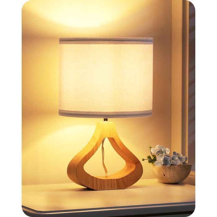 EDISHINE Lampe de Chevet Moderne avec Abat-jour Blanc en Lin E27 Douille 2700K Ampoule LED Incluse pour Salon Chambre Bureau