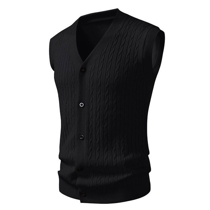 Gilet Sans Manches Homme - Col V - Tricoté En Polyester - Pour Le Sport, La Musculation, Le Printemps - Couleur Unie