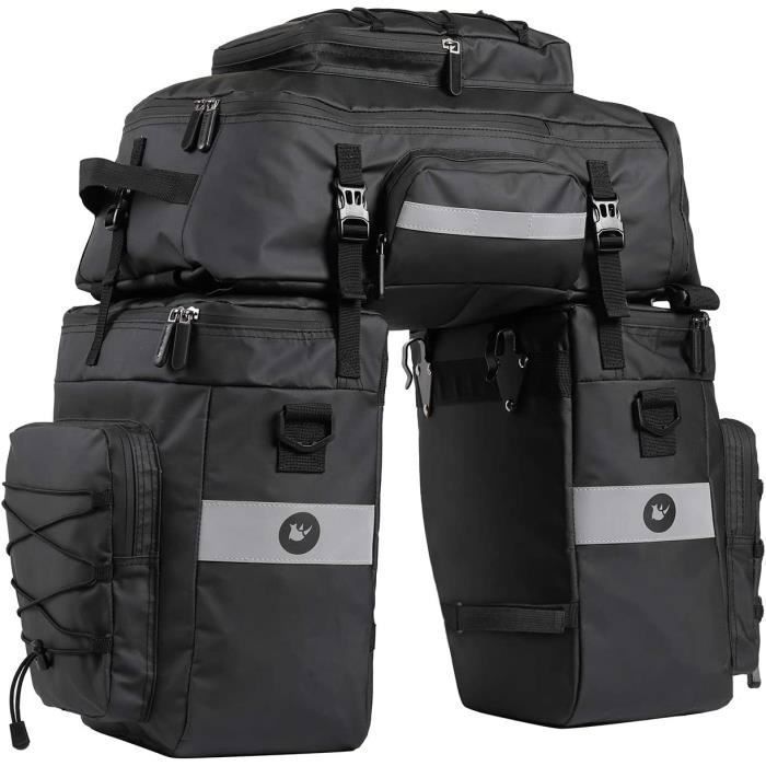 75L Sacoche Vélo Porte-Bagage Arrière Sac de Cadre Velo 3 en 1 Double Sacoches Velo Sacoche de Siège Arrière de vélo av PANIER VELO