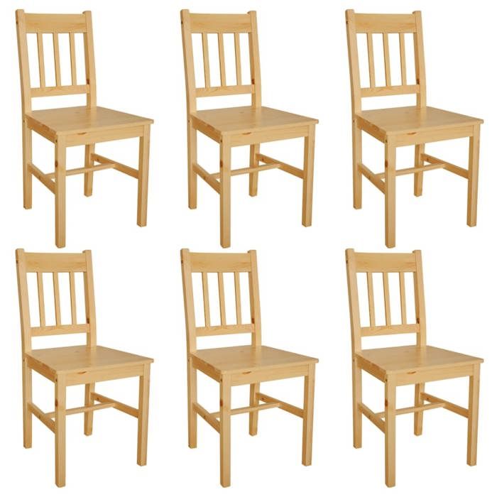 Chaises à manger - vidaXL - Lot de 6 - Bois de pin - Beige - Ergonomiques