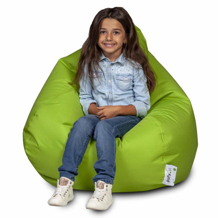Oscar pouf polyester anti-taches avec poignée Vert Olive Nc1 Ecopuf