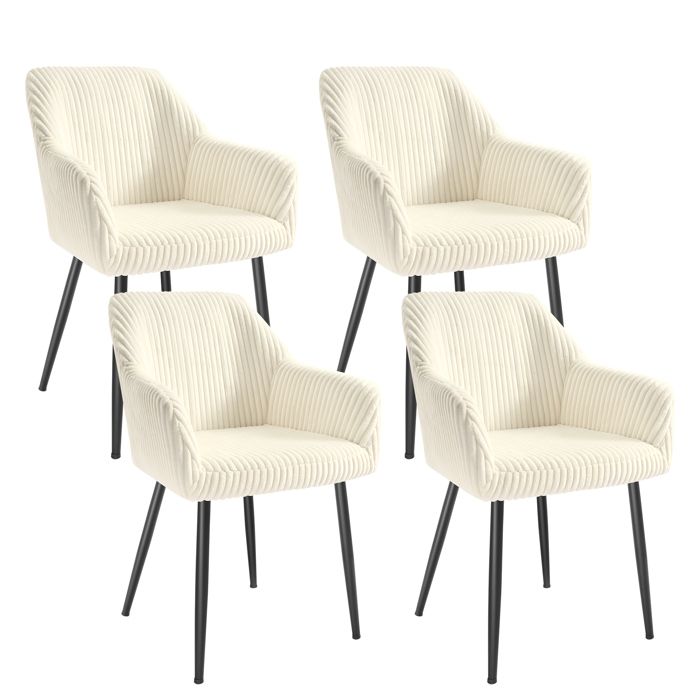 Chaises de salle à manger en velours - SONGMICS - Lot de 4 - Velours côtelé - Accoudoirs - Charge 120 kg Chaises de salle à manger en velours - SONGMICS - Lot de 4 - Velours côtelé - Accoudoirs - Charge 120 kg