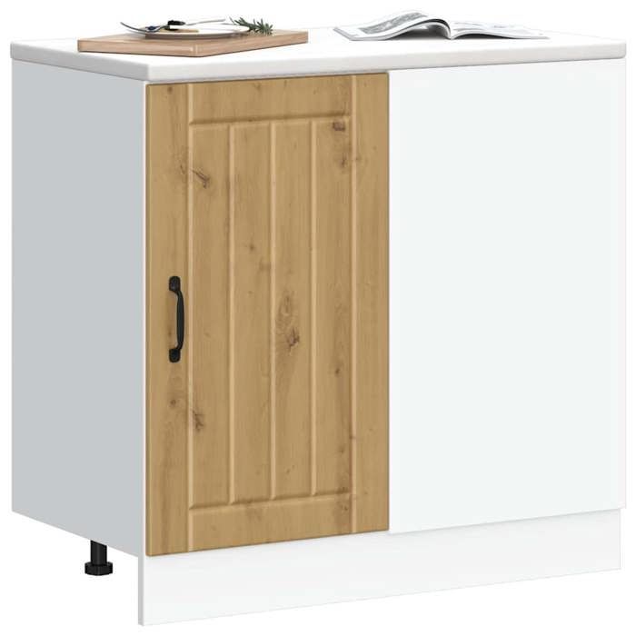 Meuble bas de cuisine - vidaXL - Lucca - Chêne artisanal - Bois dingénierie - 86x46x81 5 cm - Capacité 70 kg