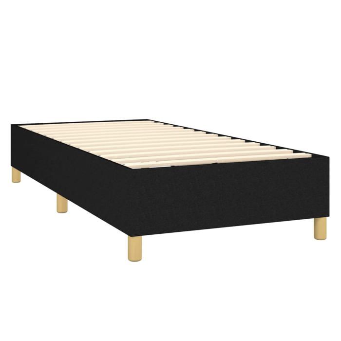 Cadre de lit à ressorts - WIENS - 90x200 cm - Noir - Tissu polyester - Contreplaqué - Bois dingénierie