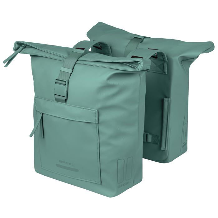 Sacoche de vélo double étanche - Basil B.V. - 41 l - Imperméable - Réfléchissante - Matériau recyclé - Vert