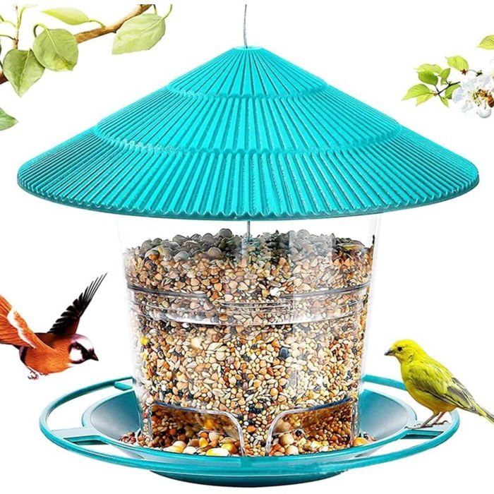 Mangeoire à Oiseaux à Suspendre Mangeoire Oiseaux Exterieur Grande Capacité Distributeur à Graines pour Petits Oiseaux Sauvages en