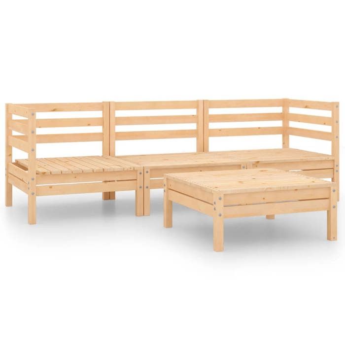 SALE 2026Meuble dExtérieur - canapés et Table dExtérieure Brun - Salon de jardin 4 pcs Bois de pin massif 28.09 Kg 974218