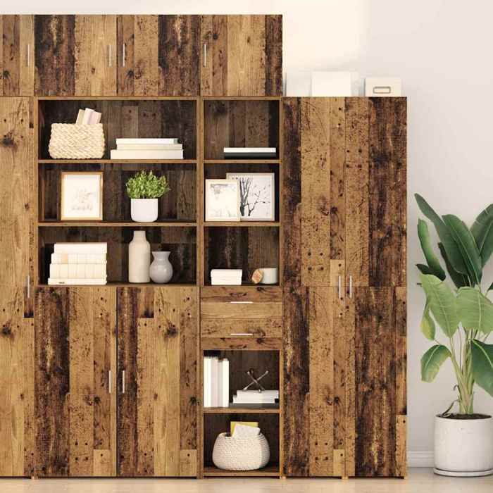 NEW 2026 Haut Armoire Classique Buffet haut pour salon Bois Ancien 40x425x185 cm Bois dingénierie L3796