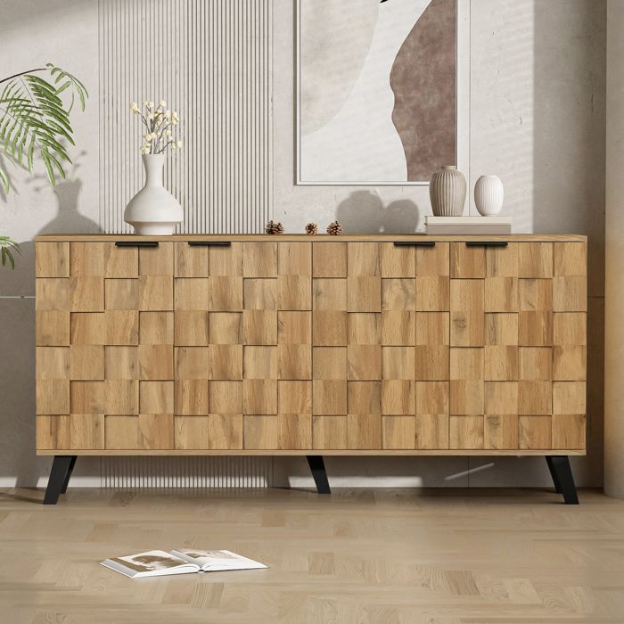 Buffet 160 5 x 35 5 x 78 cm Bois avec 4 Portes et Étagères Réglables Meuble de Rangement Moderne Salon Salle à Manger Buffet 160 5 x 35 5 x 78 cm Bois avec 4 Portes et Étagères Réglables Meuble de Rangement Moderne Salon Salle à Manger