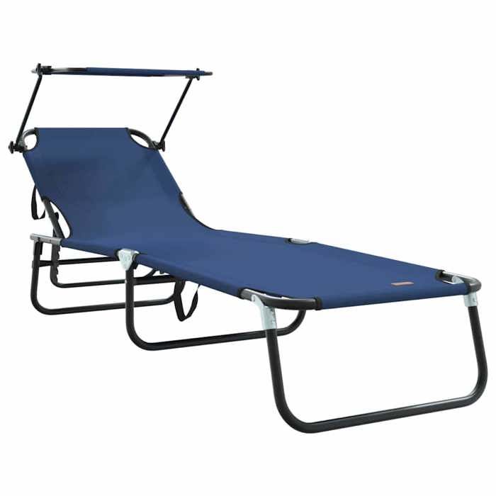 Chaise longue/Fauteuil long - CLARENCE® - Bain de Soleil simple - 1 PLACE - pliante Bleu 190 x 57 x 81cm oxford 90296