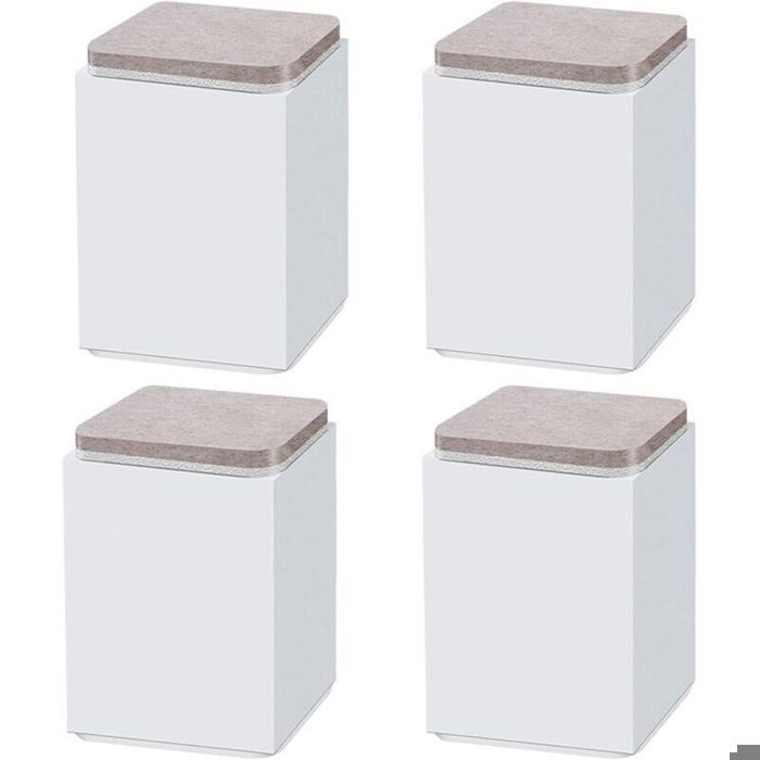 (Blanc 10 cm) 4 pieds de support de meuble rehausseur autocollant en acier au carbone carré 6 x 6 cm pour canapé lit meuble TV