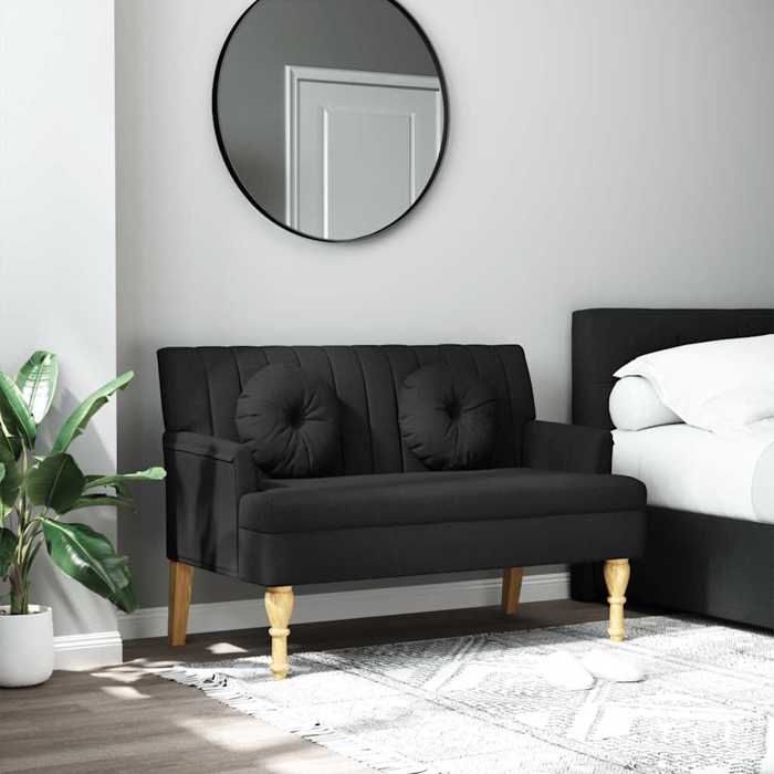 Noir Banc avec coussins noir 113x645x755 cm tissu - Bancs H6137