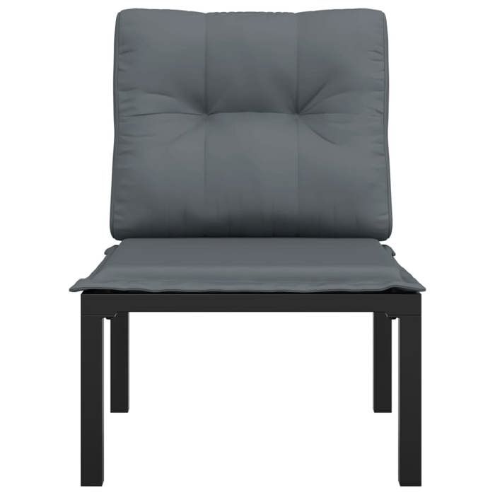 Chaise de jardin - moderne - Meuble de balcon - avec coussins - noir/gris résine tressée CC2566