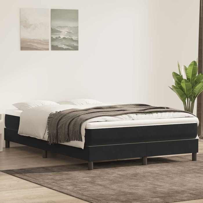 Lit 140x210cm - VIDAXL - Sommier à lattes de lit sans matelas - noir velours L6399