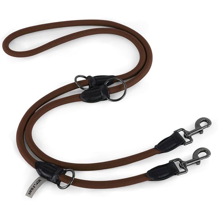 Laisse pour Chien Double extrémité Marron 21 m  Mains LibresHaute résistanceRégbleGrandsMoyens et Petits marron LAISSE