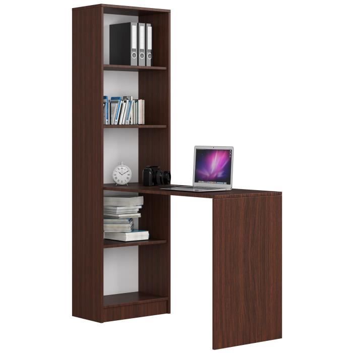 Akord - SMART - bureau avec bibliothèque - bureau d'ordinateur - wengé