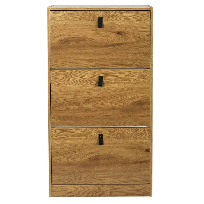 CLARY - Meuble à Chaussures 3 Portes Effet Bois CLARY - Meuble à Chaussures 3 Portes Effet Bois