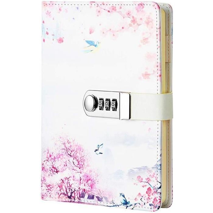 Taille Quotidien Relié Avec Serrure à Combinaison Serrure Mot de Passe Bloc-notes Taille 183x135mm Modèle de Flora Feuille Lâche Cahier NectaRoy Journal en Cuir PU écriture Carnet 