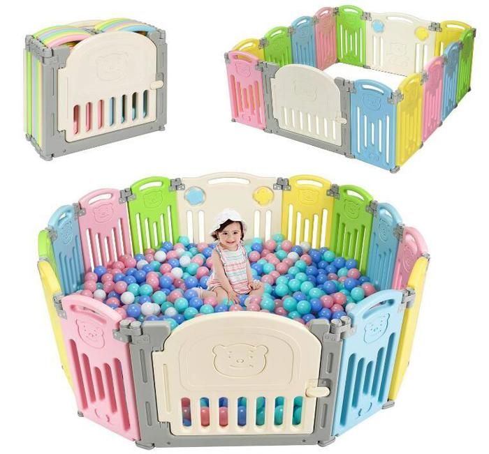 Dreamade Parc Bebe Barriere Securite Plastique 14 Pieces Pour Enfants 3 Mois 6 Ans Avec Porte Serrure Externe Cdiscount Puericulture Eveil Bebe
