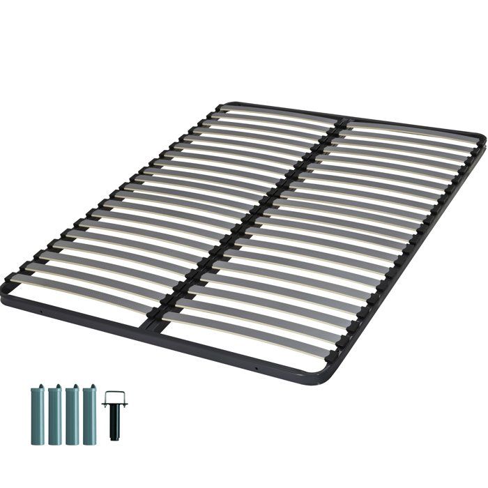 Sommier + jeu de pieds 140x190 Epsilon 2x20 lattes