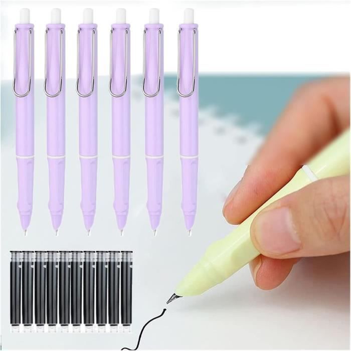 Stylo Plume Rétractable, 0,38 Mm, Encre Bleue Et Noire, Corps Transparent, Comprend 5 Cartouches D'encre Rechargeables, Pointe Moyenne Clictek, Stylo Plume Rechargeable Pour Bureau (A-Noir-non