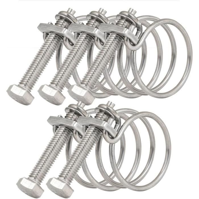 Lot De 5 Colliers De Serrage Caoutchoutés - Acier Inoxydable 304, 6 Tailles, Pour Tuyaux, Câbles, Utilisation Extérieure